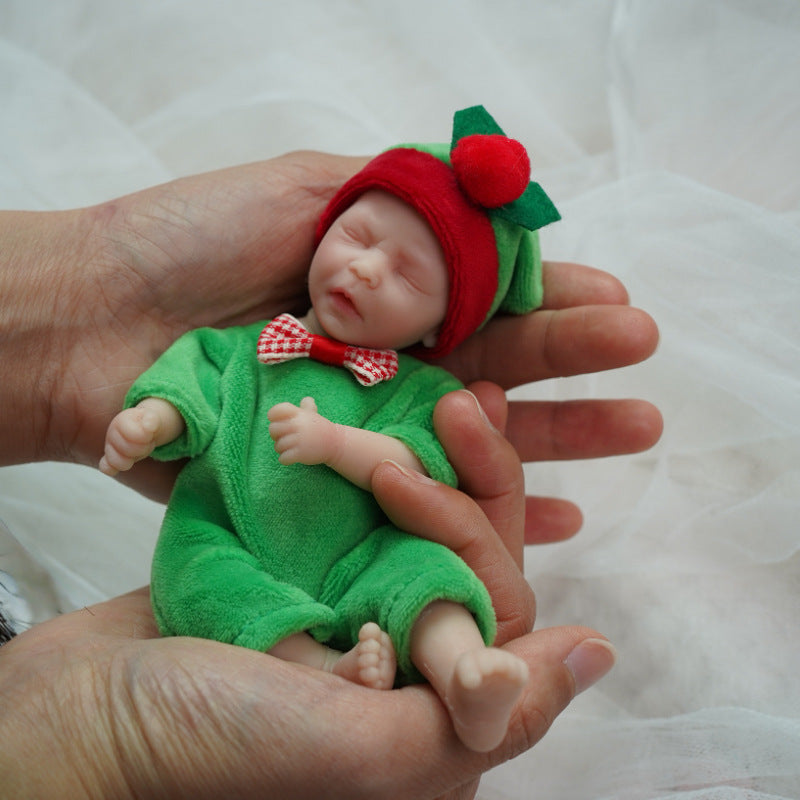 6 Inch Closed Eyes Mini Reborn Dolls in Christmas Clothes-Darren