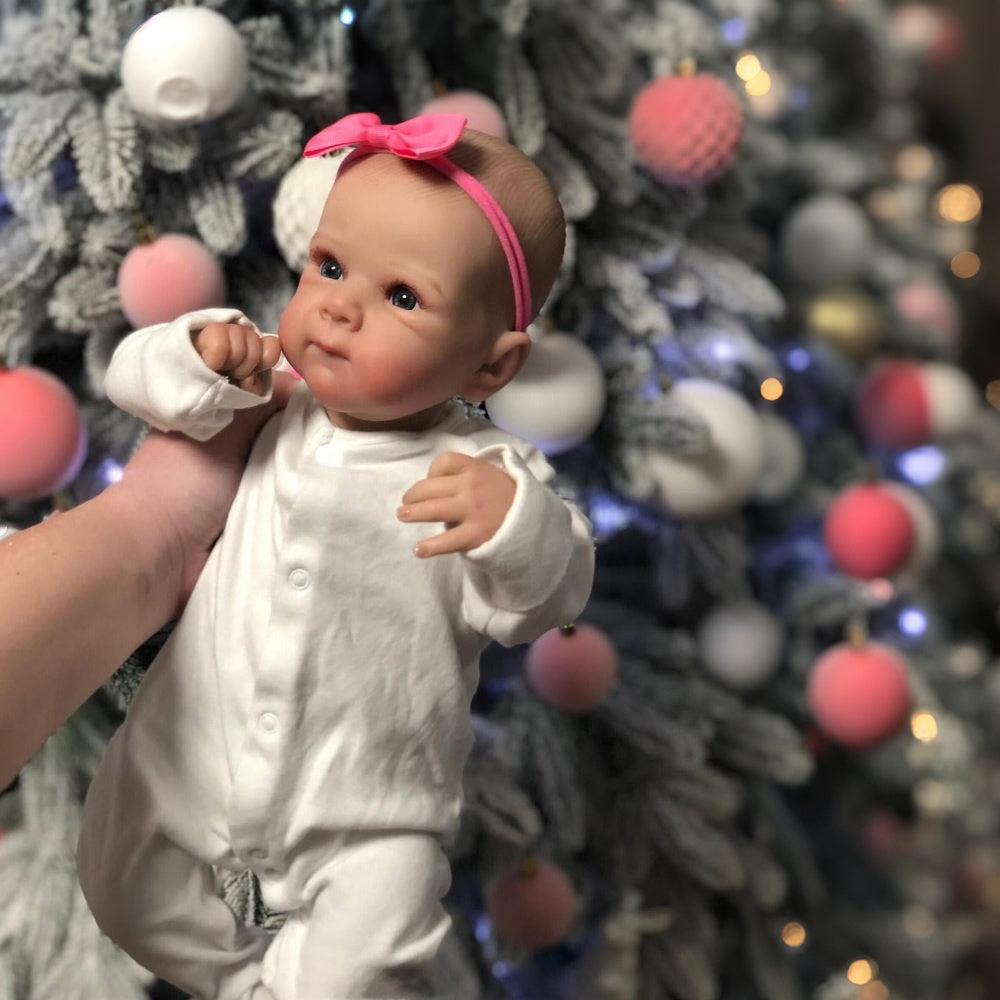 48cm Lifelike Open Eyes Bettie Reborn Baby Girl In White bodysuit