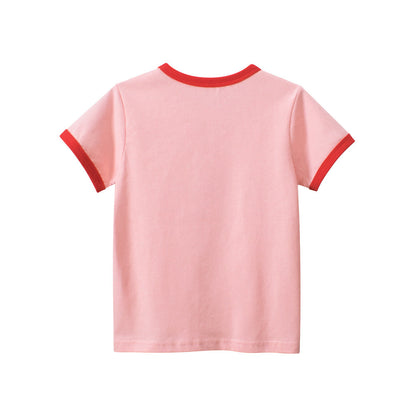 Cartoon Cat Head Printed Cotton Short Sleeve T-shirt