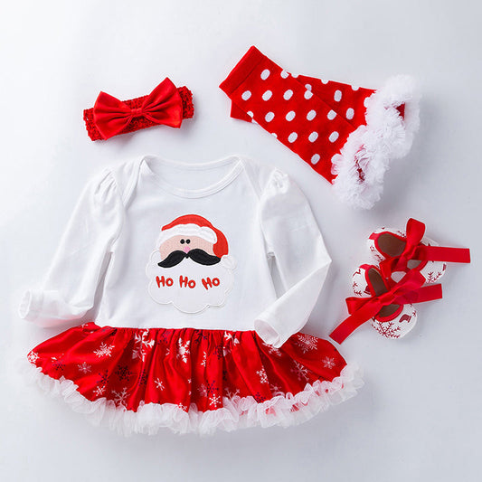 4-Piece Santa Claus Printed Dress for 21/22/23 Inches Reborn Dolls