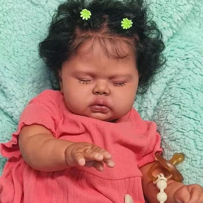 24 Inches Closed Eyes Dark Skin Cuddly Reborn Baby Girl-Pickle