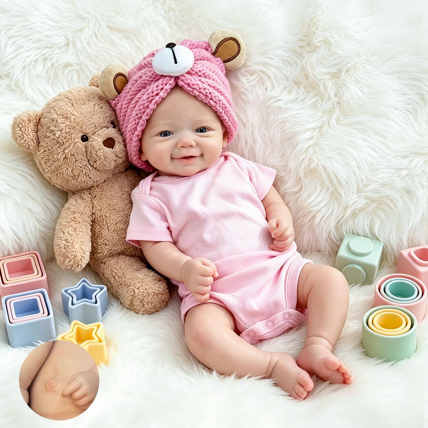 18 Inches Lifelike Full Silicone Vivienne Reborn Doll Girl in Pink Romper