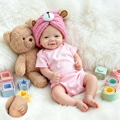 18 Inches Lifelike Full Silicone Vivienne Reborn Doll Girl in Pink Romper