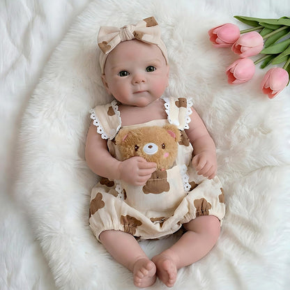 18 Inches Full Silicone Bettie Reborn Doll Girl in Little Bear Outfits