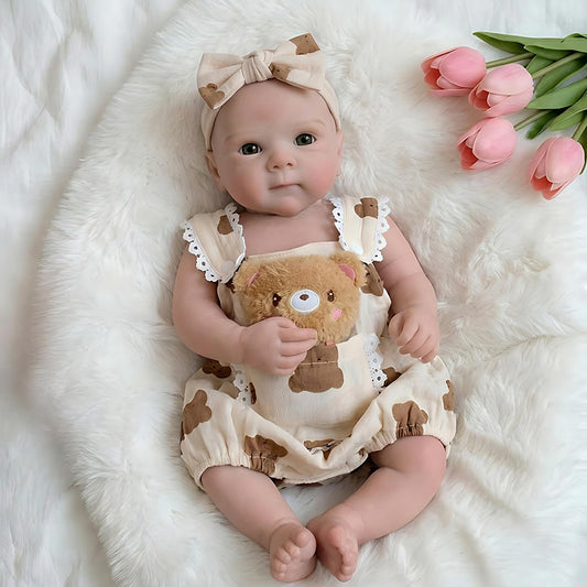 18 Inches Full Silicone Bettie Reborn Doll Girl in Little Bear Outfits
