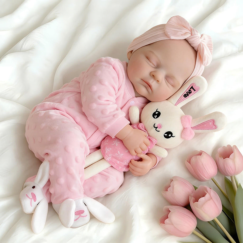 18 Inches Lifelike Full Silicone Peaches Reborn Doll Girl in Pink Outfits