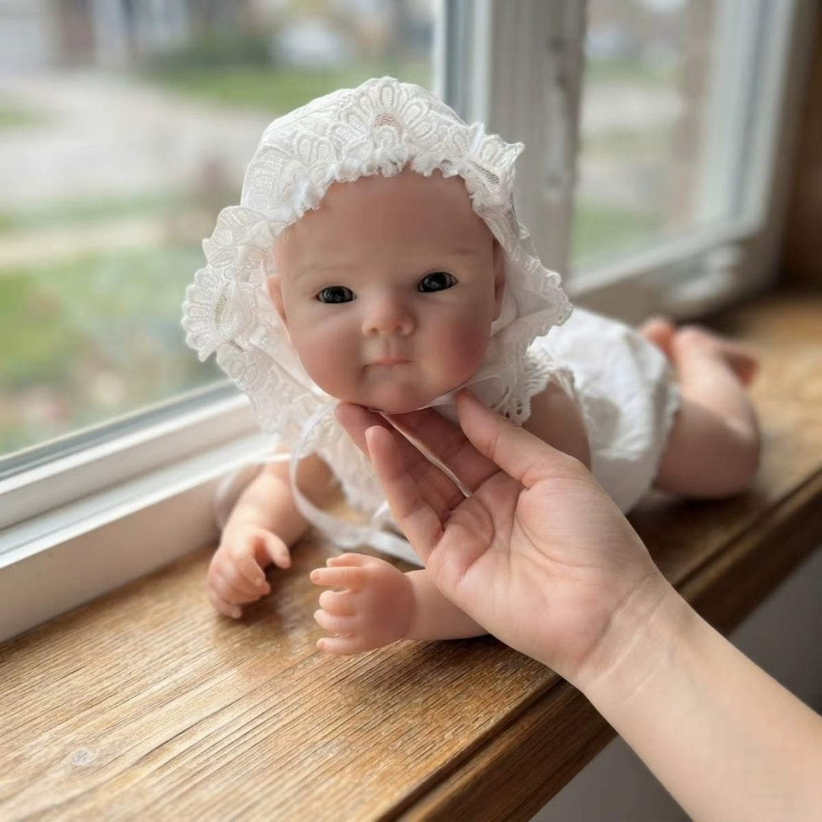 30cm Silicone 3D Painted Skin Bettie Reborn Baby Girl in White Lace Outfits