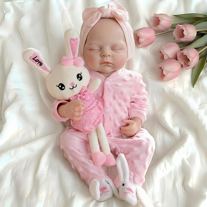18 Inches Lifelike Full Silicone Peaches Reborn Doll Girl in Pink Outfits