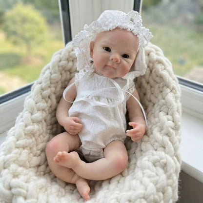 30cm Silicone 3D Painted Skin Bettie Reborn Baby Girl in White Lace Outfits
