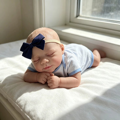 48cm Lifelike Sleeping Reborn Doll Pascale In Blue Stripes Outfits