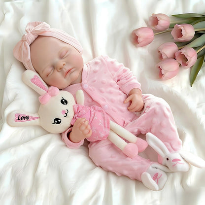 18 Inches Lifelike Full Silicone Peaches Reborn Doll Girl in Pink Outfits