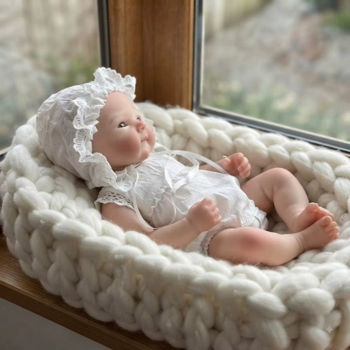 30cm Silicone 3D Painted Skin Bettie Reborn Baby Girl in White Lace Outfits
