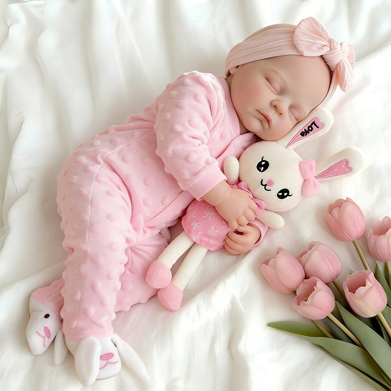 18 Inches Lifelike Full Silicone Peaches Reborn Doll Girl in Pink Outfits