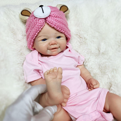 18 Inches Lifelike Full Silicone Vivienne Reborn Doll Girl in Pink Romper