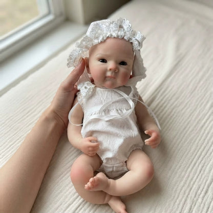 30cm Silicone 3D Painted Skin Bettie Reborn Baby Girl in White Lace Outfits