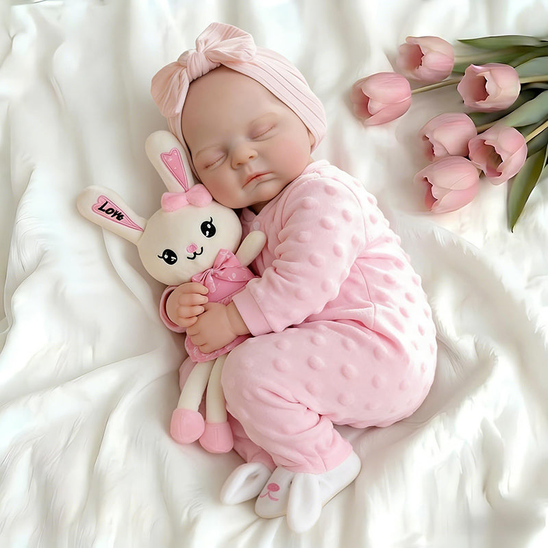 18 Inches Lifelike Full Silicone Peaches Reborn Doll Girl in Pink Outfits