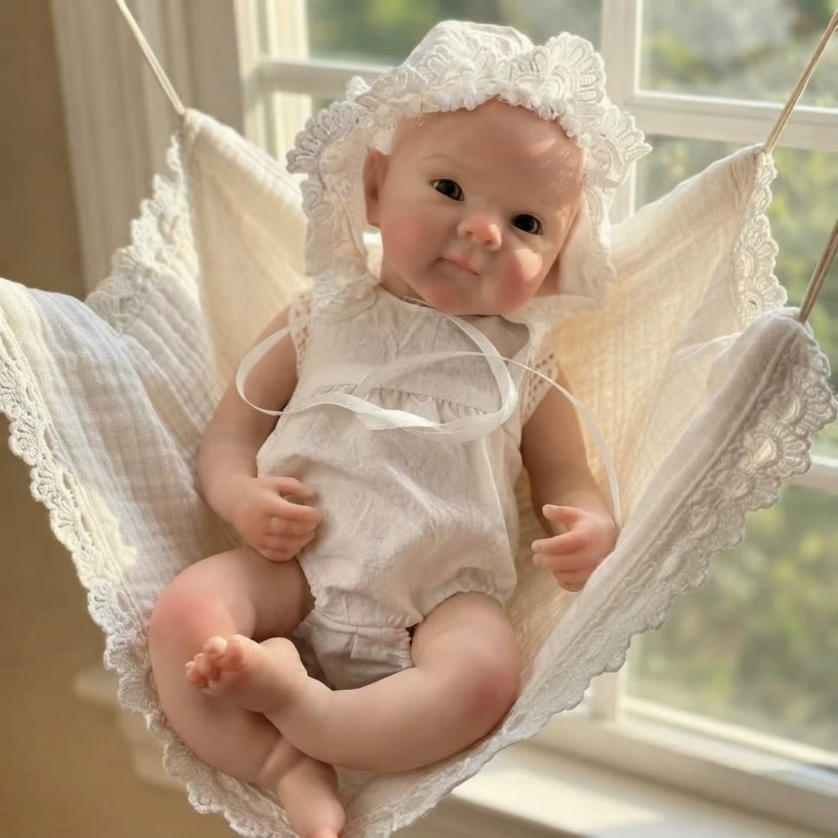 30cm Silicone 3D Painted Skin Bettie Reborn Baby Girl in White Lace Outfits