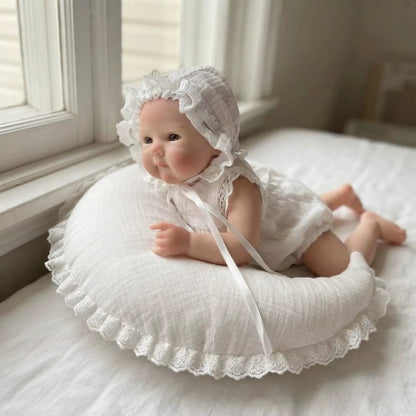 30cm Silicone 3D Painted Skin Bettie Reborn Baby Girl in White Lace Outfits