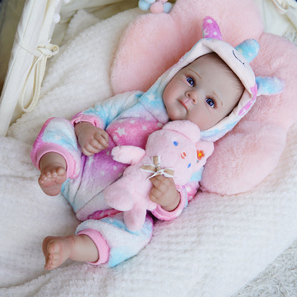 18 Inches Blue Eyes Bettie Reborn Baby Girl In Unicorn jumpsuit