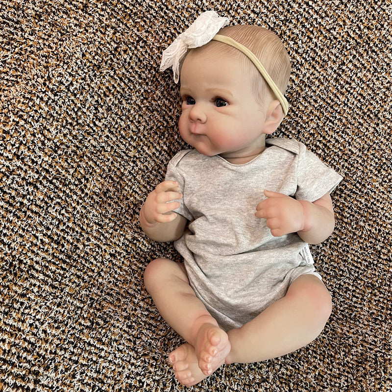 18 Inches Yvette Open Eyes Reborn Baby Girls In Gray Clothes-Bettie