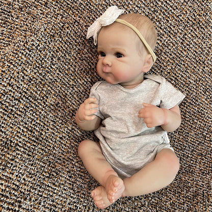 18 Inches Yvette Open Eyes Reborn Baby Girls In Gray Clothes-Bettie