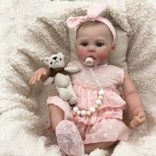 48cm Blue Eyes Soft Body Reborn Baby Meadow In Pink Dress