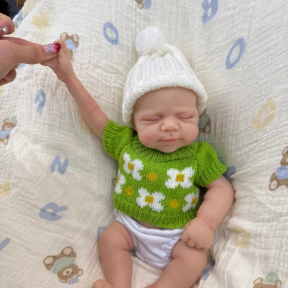 30cm Full Silicone Asleep Pascale Reborn Doll Girl In Green Knit Outfits