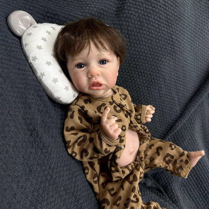 22" Open Eyes Reborn Saskia Boy in Leopard Print clothes
