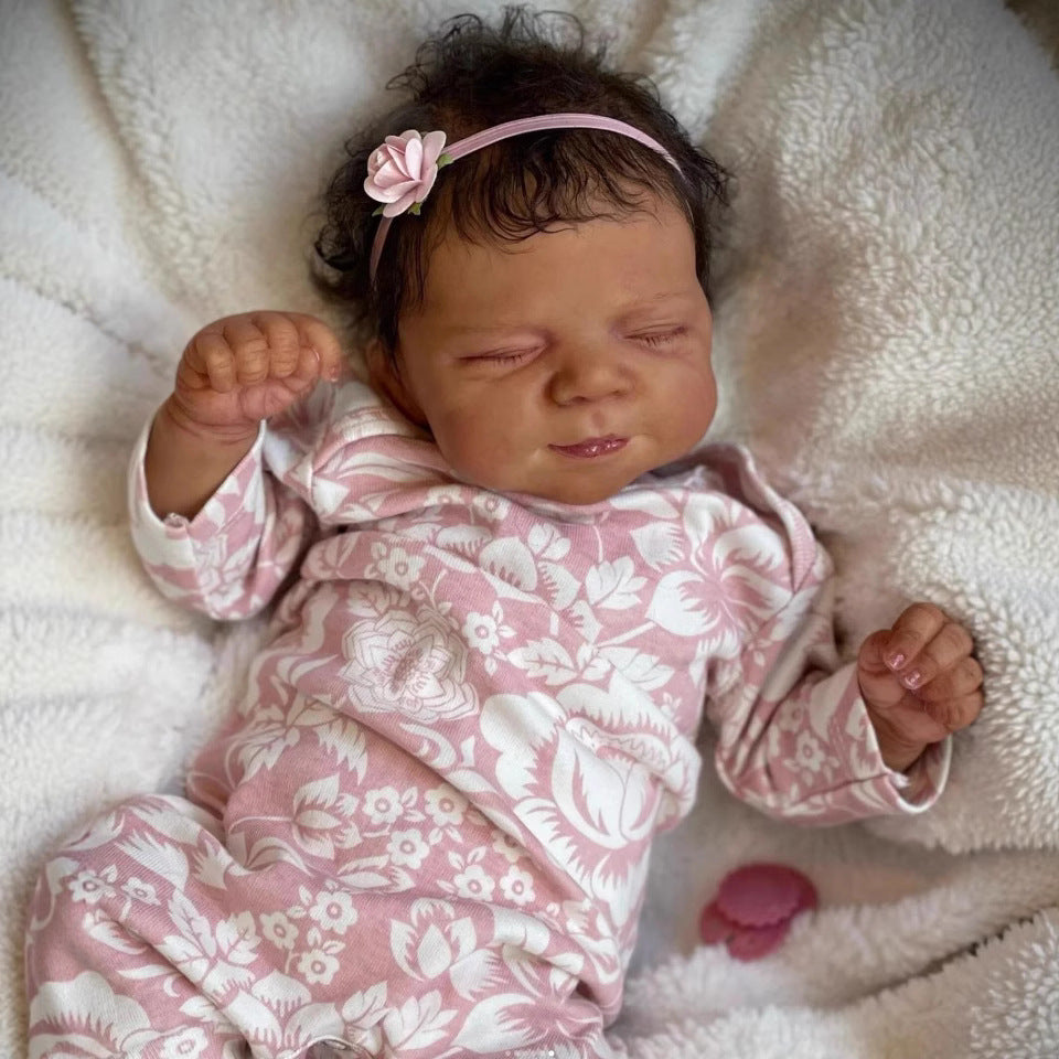 48cm Lifelike Dark Skin Asleep Pasacale Reborn Baby Girl