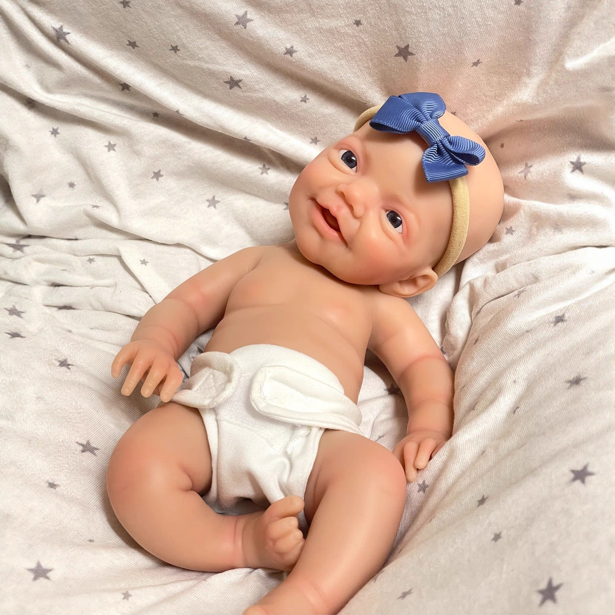 30cm Lifelike Smile Full Silicone Blue Eyes Reborn Doll - Charlie