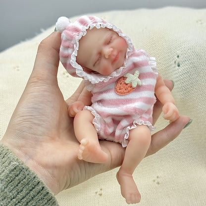 6 Inch Closed Eyes Mini Silicone Reborn Doll Girl-Pascale