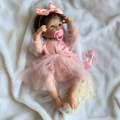Quinn 18 Inches Open Eyes Short Hair Bettie Reborn Baby Girl in Pink Dress