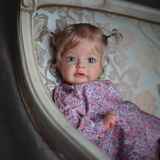 60cm Open Eyes Blonde Hair Suesue Reborn Doll In Purple Floral Clothes