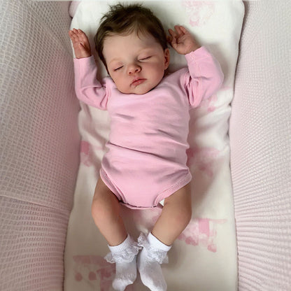 18 Inches Lifelike Soft Body Closed Eyes Reborn Doll Irys In Pink Clothes