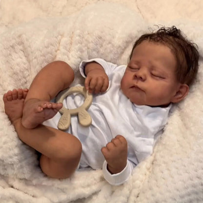 48cm Closed Eyes Dark Skin Short Hair Reborn Doll-Eric