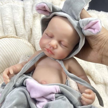 30cm Full Silicone Asleep Loulou Reborn Doll In Elephant Clothes