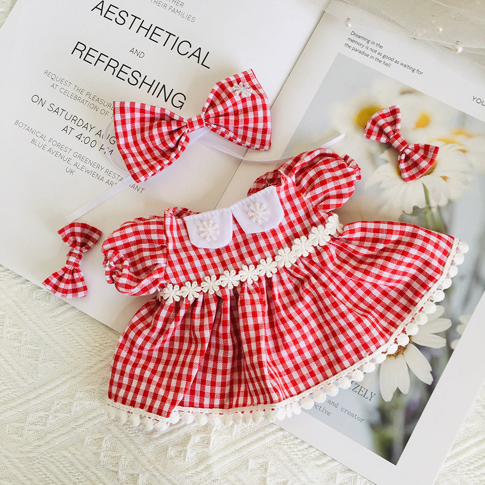 Cute Lace Floral Dress and Hair Clip 2-Piece Set for 30cm Dolls