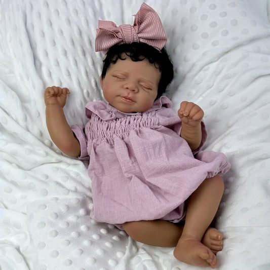 48cm Cute Setlla Dark Skin Asleep Reborn Baby Girl-Pascale