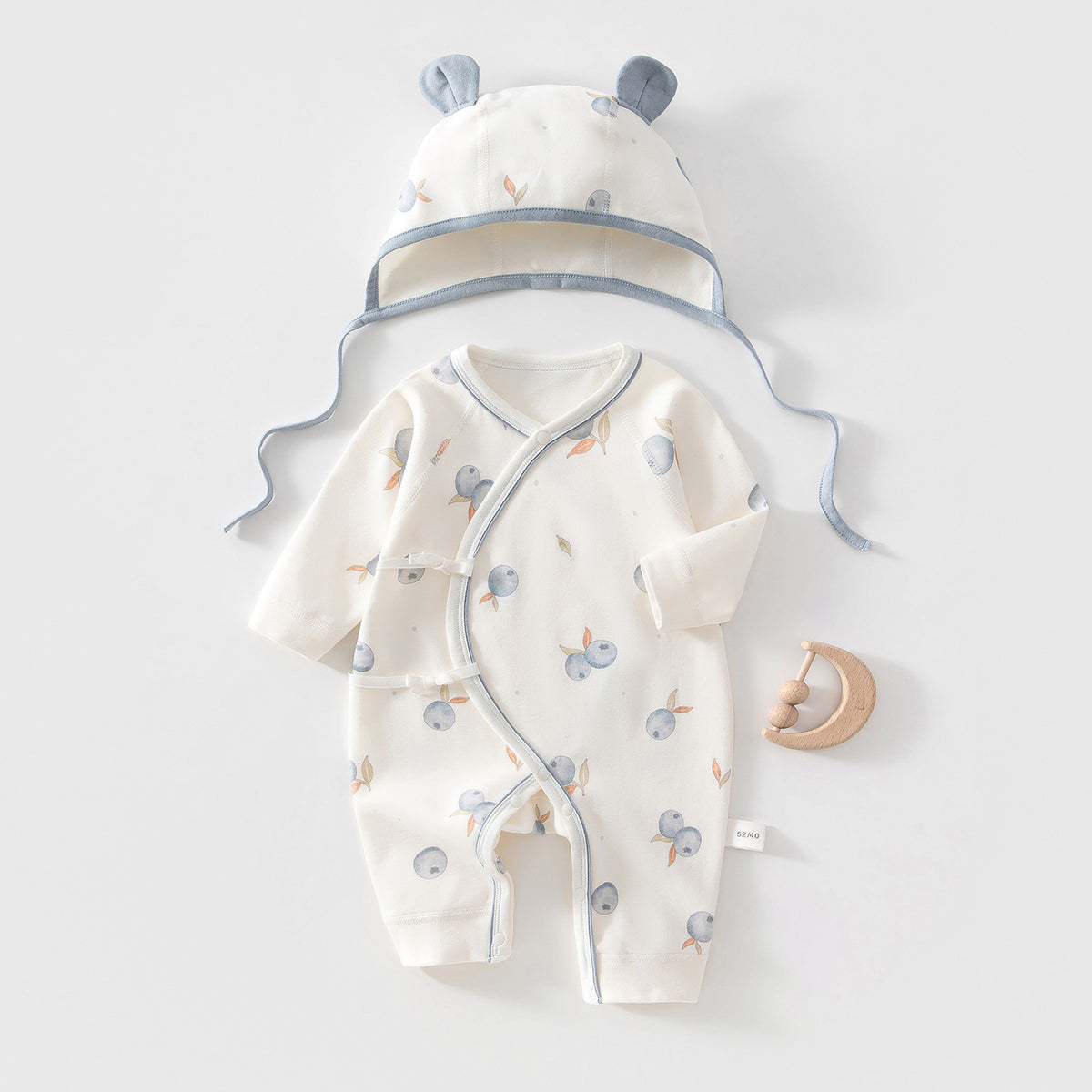 Cotton Printed Bodysuit and Hat 2-Piece Set for 18-22 Inches Reborn Dolls