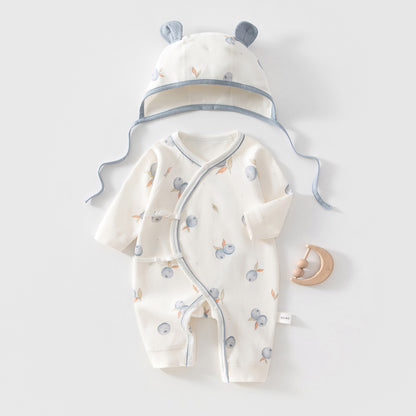 Cotton Printed Bodysuit and Hat 2-Piece Set for 18-22 Inches Reborn Dolls