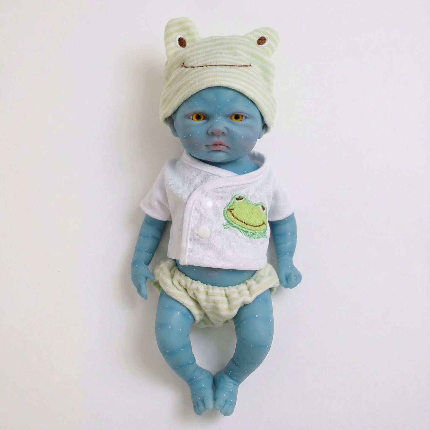 30cm Full Silicone Avatar Baby Girl in Green Frog Outfits