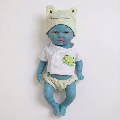30cm Full Silicone Avatar Baby Girl in Green Frog Outfits