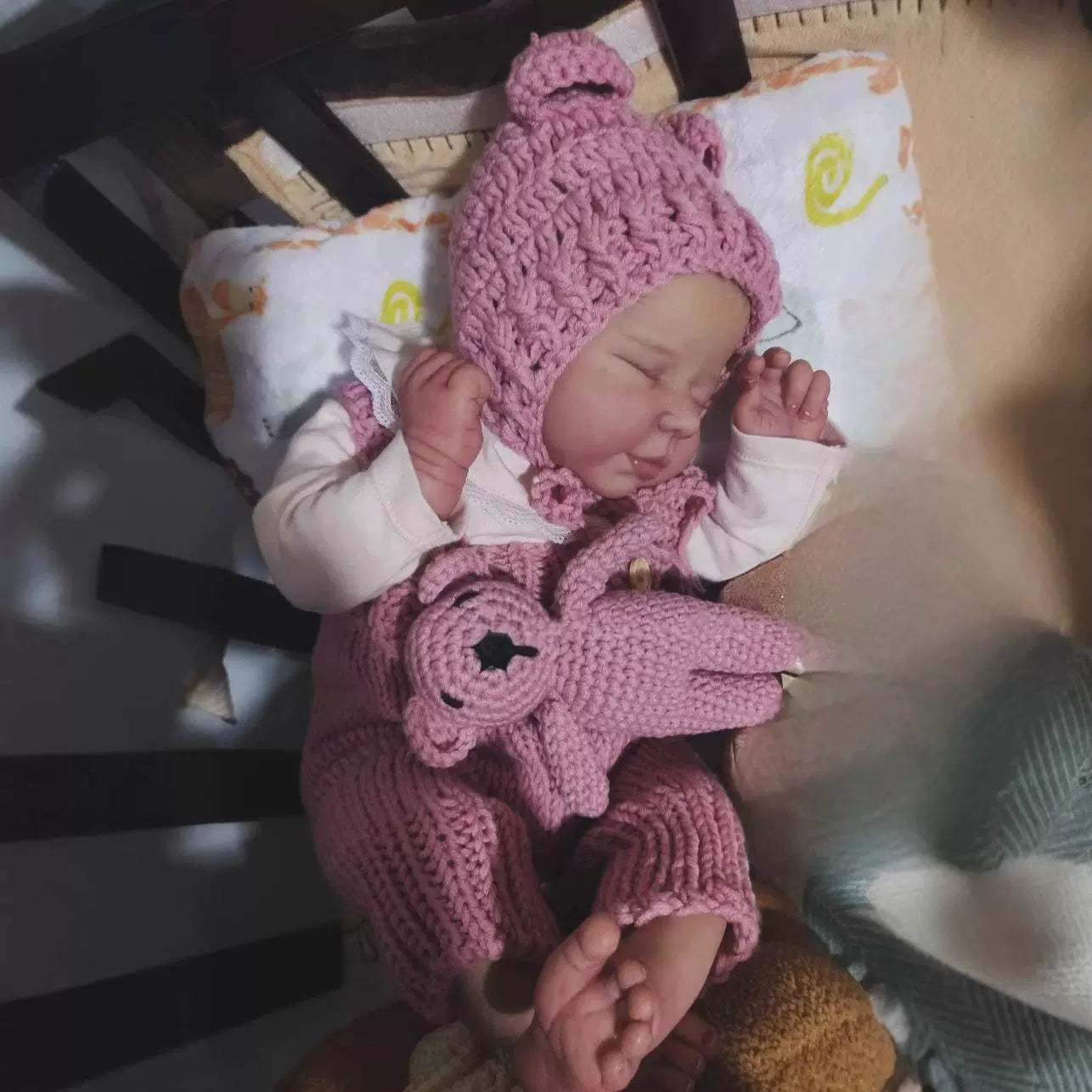 50cm Lifelike Closed Eyes Reborn Doll Valentina In Pink Bodysuit