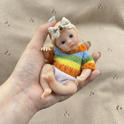 15cm Silicone Meadow Stretchable Mini Reborn Doll in Stripes Sweater