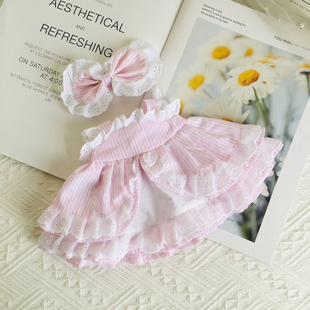 Cute Lace Floral Dress and Hair Clip 2-Piece Set for 30cm Dolls