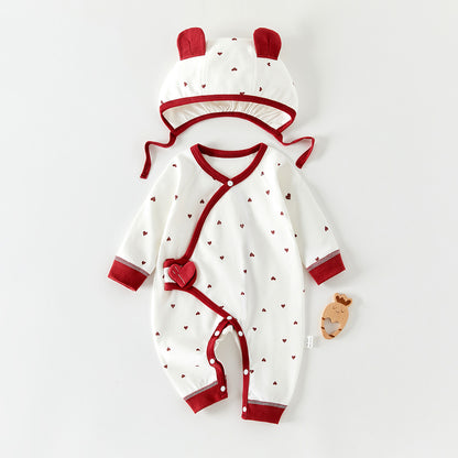 Color-blocking Printed Bodysuit and Hat 2-Piece Set for 18-22 Inches Reborn Dolls