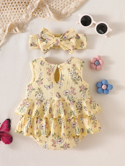 Printed cotton striped Rompers 2-Piece Set for 18-21 Inches Reborn Dolls