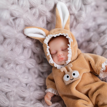 6 Inch Closed Eyes Mini Silicone Reborn Doll Girl-Loulou