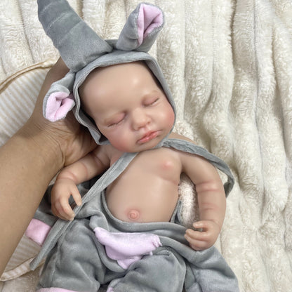 30cm Full Silicone Asleep Loulou Reborn Doll In Elephant Clothes