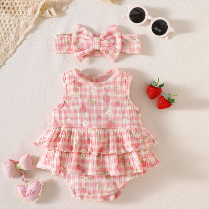 Printed cotton striped Rompers 2-Piece Set for 18-21 Inches Reborn Dolls